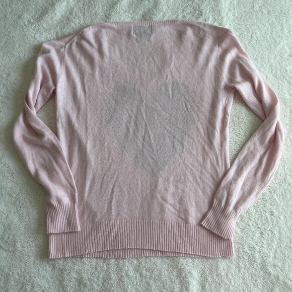 Wildfox White Label Sequin Red Heart Pink Sweater V Neck Oversized Size Small - Picture 4 of 4